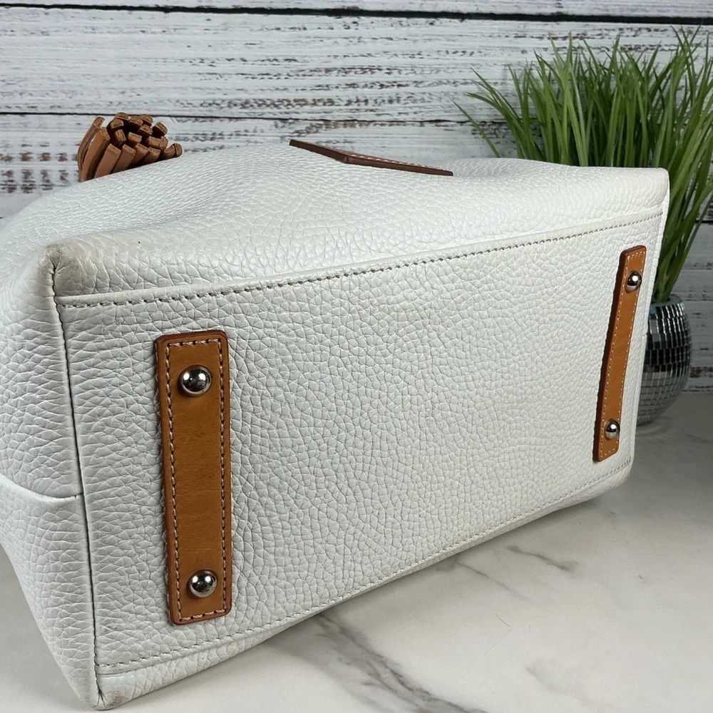 Dooney & Bourke Shoulder Bag Bone White Hobo Purse with Tan Accents‎ Leather